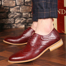 Load image into Gallery viewer, Brand Brogue Brown Red Black Men Business Dress Shoes Pointed
