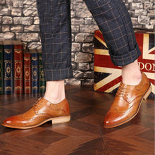 Load image into Gallery viewer, Brand Brogue Brown Red Black Men Business Dress Shoes Pointed